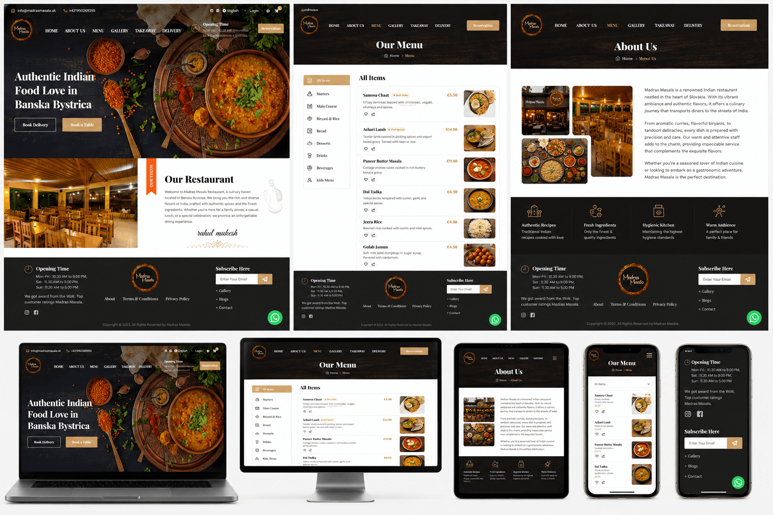Digital menu - an organized and appetizing menu showcase was built with categories, descriptions, and pricing